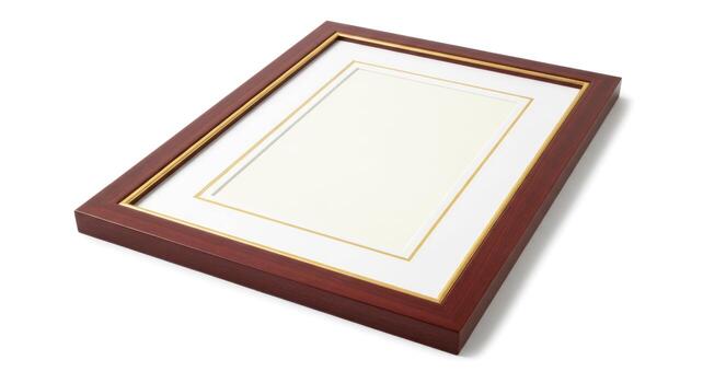 elegant mahogany picture frame with double gold bevel mat photo
