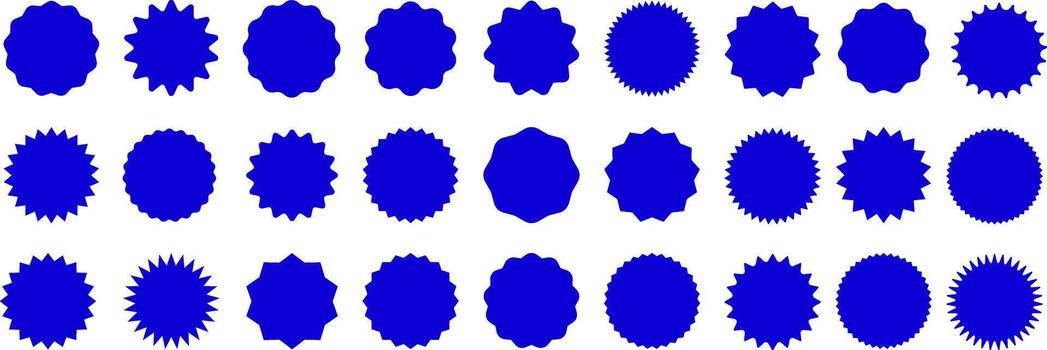 A complete collection of blue star shapes arranged in three rows vector