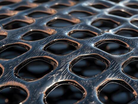 Abstract metallic grid with repeating diamond pattern photo