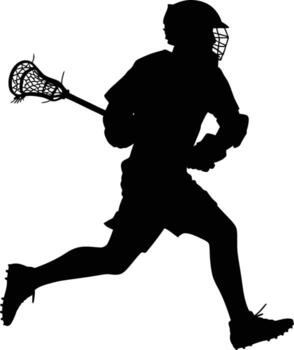 Dynamic lacrosse player running with stick in action silhouette2 vector