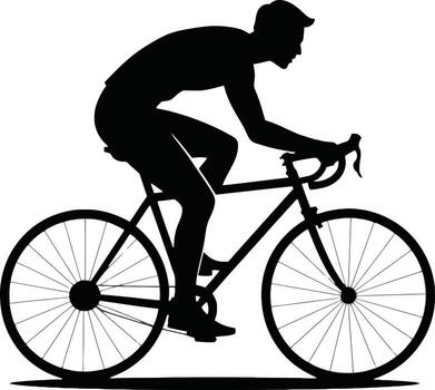 Dynamic silhouette of a cyclist in motion on a bicycle vector
