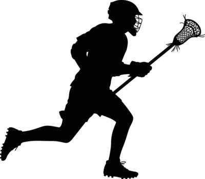 Dynamic silhouette of a lacrosse player running with stick ready for action2 vector