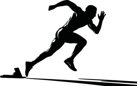 Dynamic silhouette of a sprinter in full stride on a white background vector