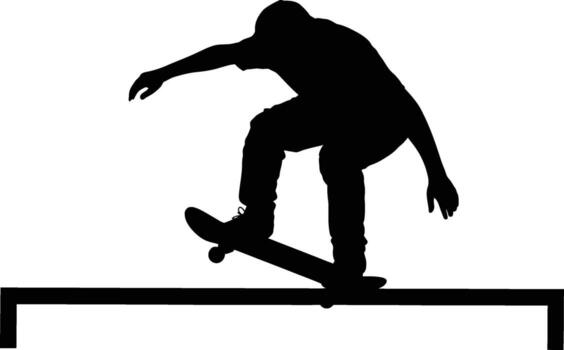 Dynamic skateboarder grinding on a rail in a stark black silhouette vector