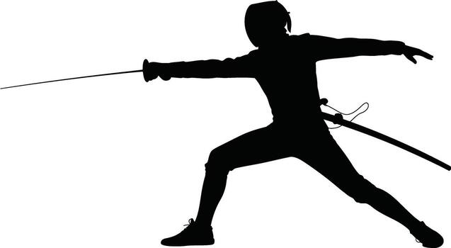 Fencer in action silhouette capturing the dynamic movement of a duel vector