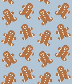 Seamless pattern of flat colored ginger bread isolated on background vector