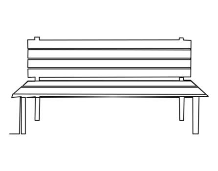 Continuous One Line Art Of Bench In Park. One Line Of Bench. vector