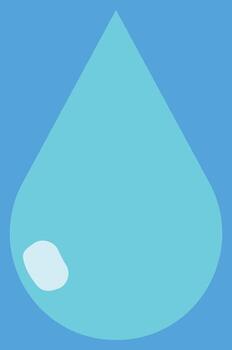 A water drop with blue color and simple reflection below, simple drawing for water, suitable for icons and logos and banners and educational content, good for weather forecast and rain presentation vector