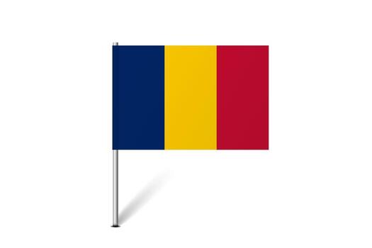 Chad flag - map pin flag representing a country cultural identity and heritage. The essence of national pride and unity. Map pin flag stuck in a white background vector