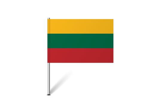 Lithuania flag - map pin flag representing a country cultural identity and heritage. The essence of national pride and unity. Map pin flag stuck in a white background vector