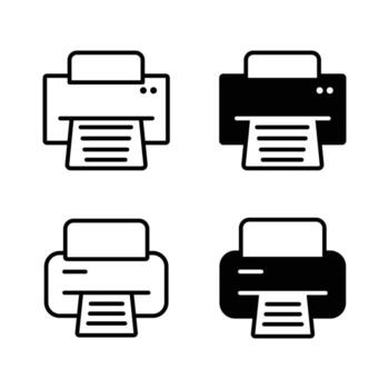 Printer icon flat or line style set. printing glyph icon. printer icon for apps and websites. vector