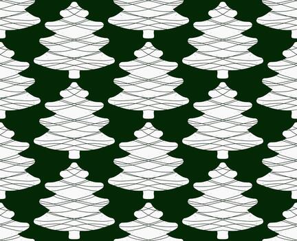 a pattern of christmas trees on a green background vector