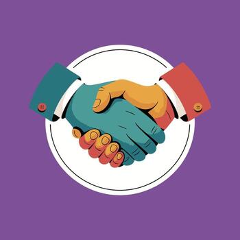 Creative design of handshake representing teamwork cooperation trust and mutual collaboration concept vector