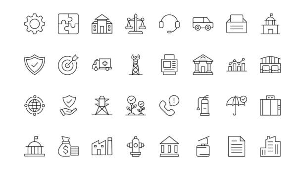 conjunto de contorno público servicios iconos minimalista Delgado lineal web icono colocar. línea íconos relacionado a público utilidades. gas, calefacción, electricidad. vector