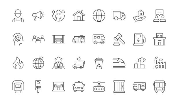 conjunto de moderno línea público servicios iconos minimalista Delgado lineal web icono colocar. línea íconos relacionado a público utilidades. gas, electricidad, agua, calefacción. vector