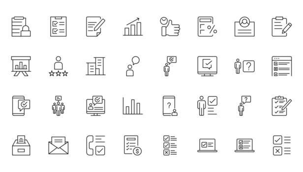 Customer and Survey feedback, thin line icons. testimonial icon for website marketing design, logo, app, template, ui, etc. vector