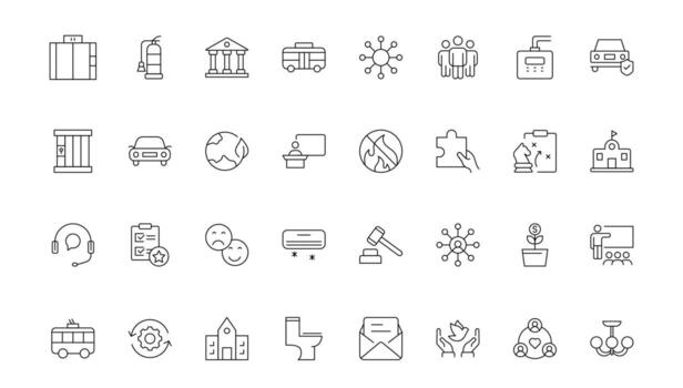 Icon Set of line Public Services. Minimal thin line web icon set. Line icons related to public utilities. Gas, electricity, water, heating. vector