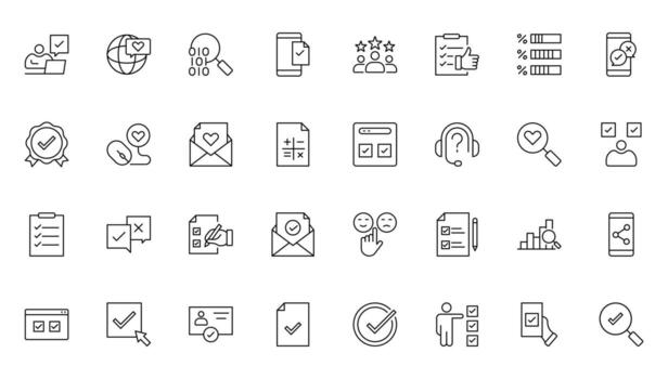 Survey feedback, testimonial, line icons. For website marketing design, logo, app, template, ui, etc. vector