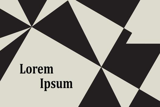 Abstract geometric pattern with black and white triangles and lorem ipsum text vector