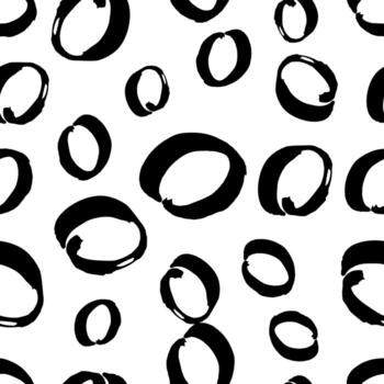 sin costura modelo con negro bosquejo mano dibujado cepillo Escribiendo círculos forma en blanco antecedentes. resumen grunge textura. bueno ilustración vector