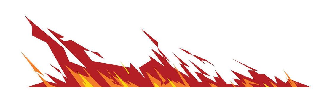 Abstract fire flames isolated on white background. Geometric, sharp edges. Colorful flat illustration. vector