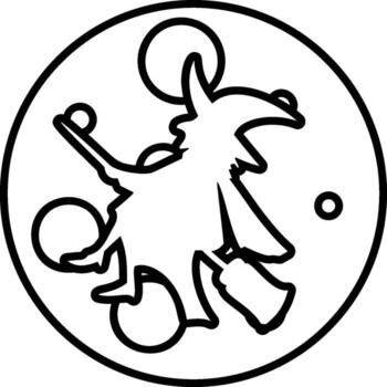 witch on a broom and moon icon. Simple outline of halloween for UI and UX, website or mobile application on white background vector