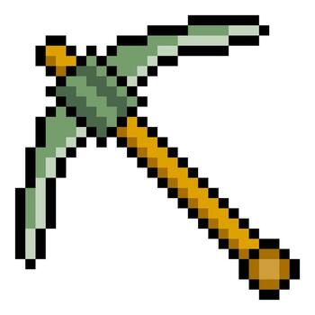 Pickaxe with pixel art style vector