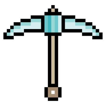 Pickaxe with pixel art isolated on white background vector