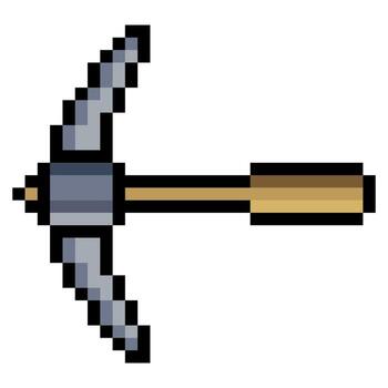 Pickaxe with pixel art on white background vector