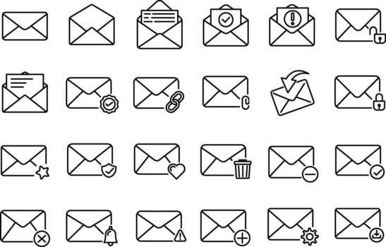 Email and Message Line Icon Set Editable Stroke vector