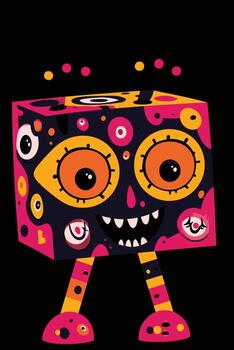 Colorful Cartoon Character with Playful Eyes and Unique Design Features vector