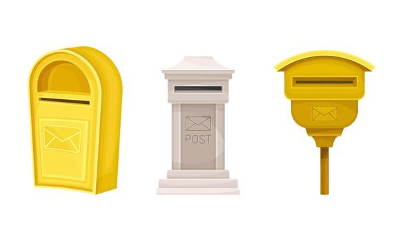 conjunto de retro buzones para correspondencia enviando y entrega ilustración vector