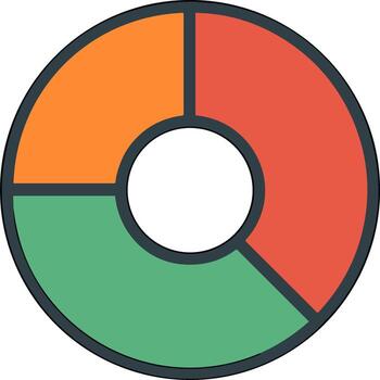 Modern Minimalist Donut Chart with Three Distinct Colorful Section Data Graphic vector