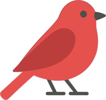 Simple Flat Red Bird Illustration with Minimalist Style Design Element vector