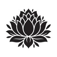 loto flor mandala silueta ilustración evocando serenidad y equilibrar con central floral racimo en blanco vector