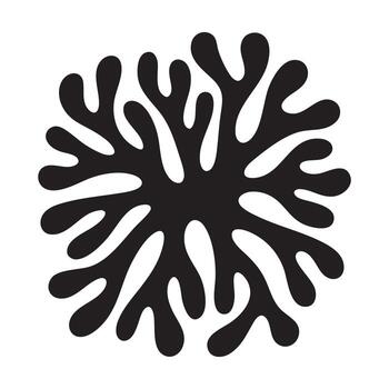 Organic Abstract Silhouette Pattern Featuring Tangled Root-Like Black Forms Clustered At Center On White Background vector