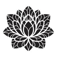 caleidoscopio inspirado mandala silueta diseño presentando estilizado loto racimo radiante exterior en negro en blanco vector