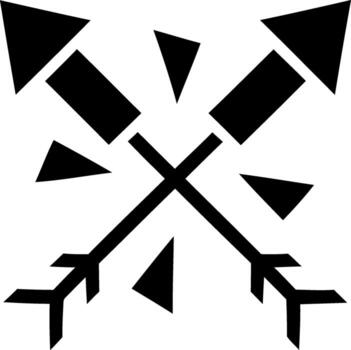 Two crossed rockets with firework sparks simple graphic design icon vector