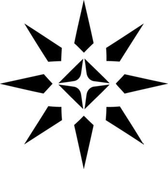 Stylized starburst symbol with eight pointed rays simple graphic design element vector