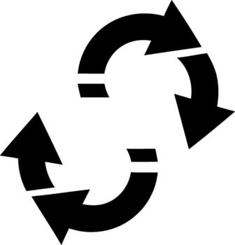 Simple black circular arrows symbol for refreshing and repeating actions graphic vector