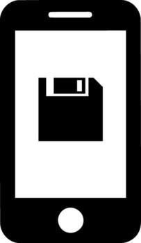 Save icon on smartphone screen simple mobile design for data storage and backup vector