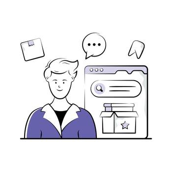 of ecommerce customer searching products on website vector