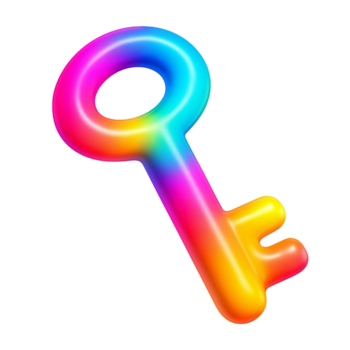 A Vibrant Glossy Keyboard With Colorful Gradient Keys Displayed On A Transparent Background png