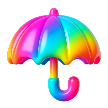 Three Vibrant Rainbow Gradient Balloons Float Against A Stark Transparent Background Creating A Festive And Colorful Visual png