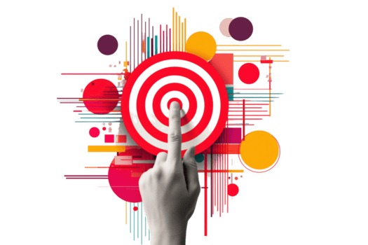 finger rörande röd prick mål med abstrakt geometrisk former isolerat på en transparent bakgrund png