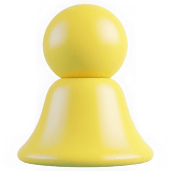 Yellow 3D game pawn with a rounded top and bell-shaped base on a transparent background object png