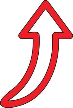 Stylized red arrow pointing upwards isolated on white background vector