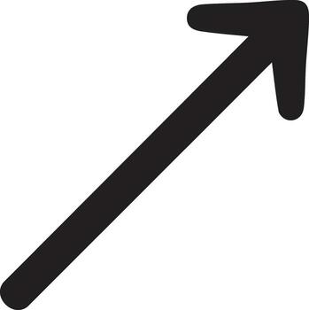 Simple black arrow pointing up and to the right isolated on white background vector