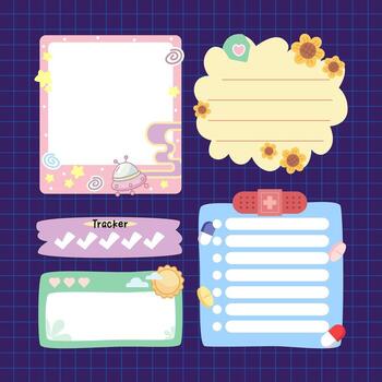 a pack of decorative reminder design frame for sticky note or memo vector