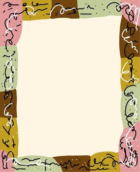 Abstract Scribble Frame with Pastel Blocks vector
